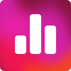 bar graph icon, colorful gradient background