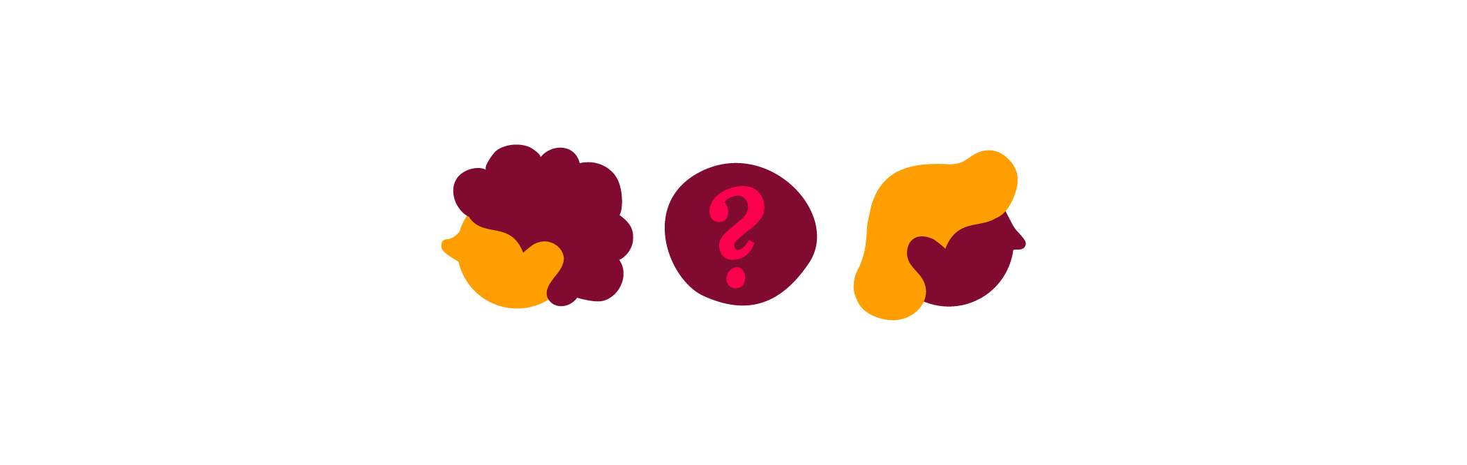 curly and straight hairstyles contrast with a pink question mark in the center, illustrating diversity and curiosity, diverse hairstyles, question of identity