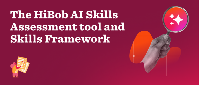 The_HiBob_AI_Skills_Assessment_tool_and_Skills_Framework, magnifying_glass_with_stars_over_hand_and_graph_elements