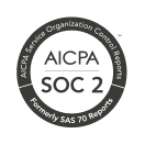AICPA SOC 2 seal emphasizing compliance and trust in service organizations, Certification mark highlighting data security standards