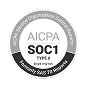 AICPA SOC 1 Type II certification seal with a circular design, indicating compliance in auditing standards., Certification seal for AICPA SOC 1 Type II.