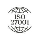 ISO 27001 logo depicting a globe, representing information security management standards., ISO, information-security