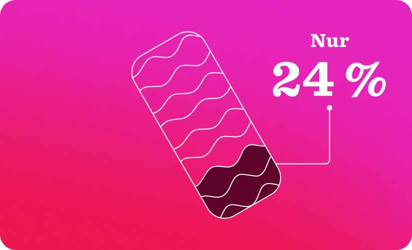 graphic showing 24% statistic with a wavy bar icon on a pink gradient background, stylized percentage display with vibrant colors