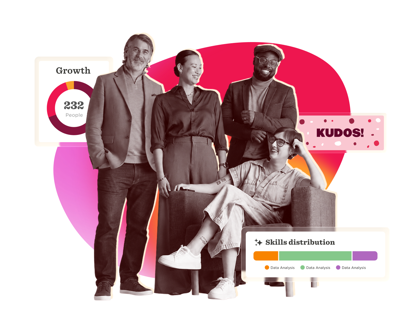 Growth data visualizations highlight team achievements, showcasing diverse professionals within a dynamic workspace. growth, diversity, teamwork, dataanalysis