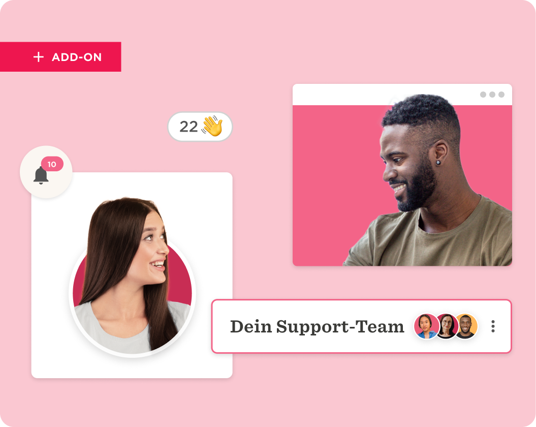 support team interface, user notifications and profiles
