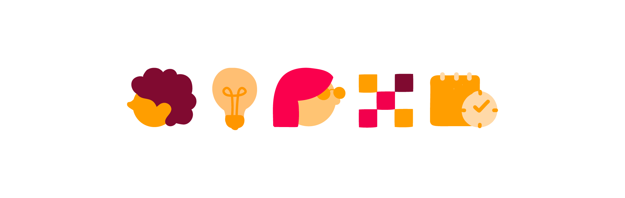 creative icons, lightbulb, people, calendar, time representation