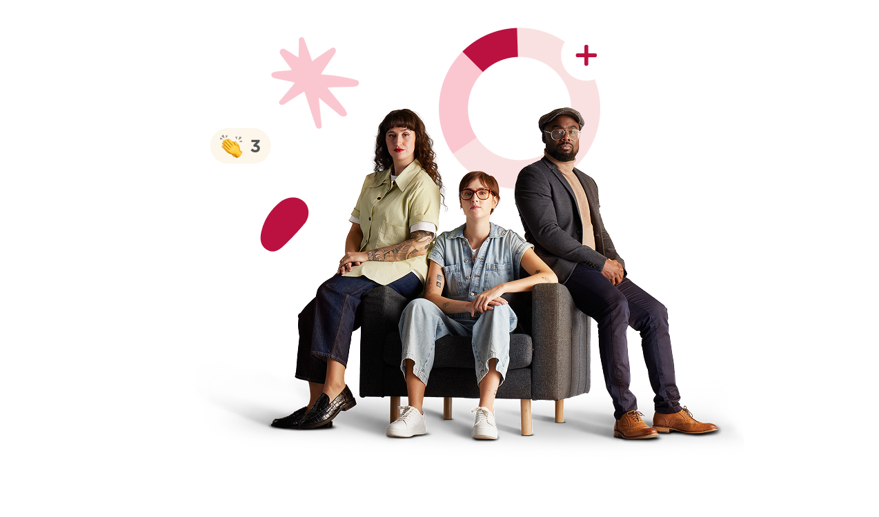 professional team on sofa, 38 positions offered graphic