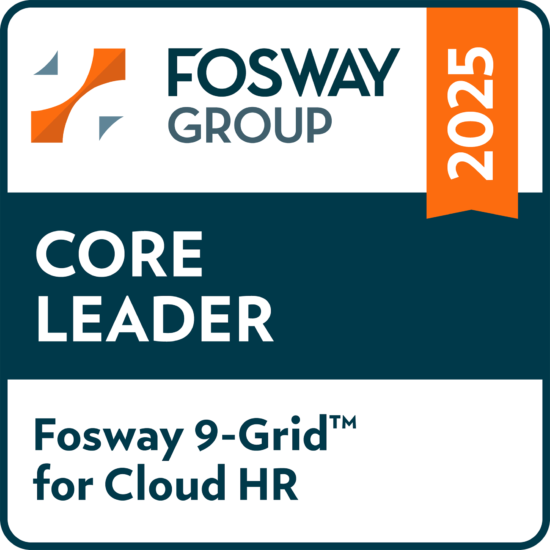 FOSWAY GROUP 2025 CORE LEADER badge for Cloud HR, emphasizing its leadership in the Fosway 9-Grid™ evaluation., FOSWAY, 2025_CORE_LEADER