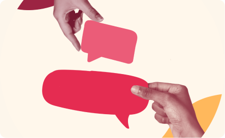 hands holding speech bubbles, communication and conversation concept