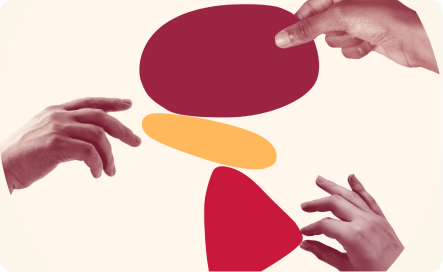 abstract shapes, hands interacting