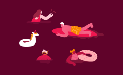 surfers, pool-floaties