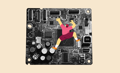 circuit-board-with-climber-illustration, playful-graphic-design