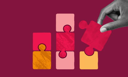 puzzle pieces, hand placing piece