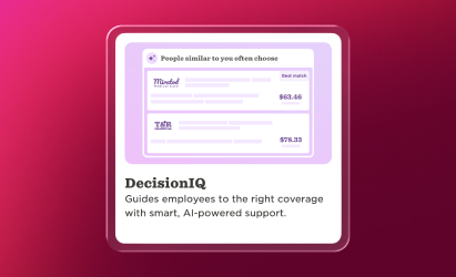 DecisionIQ, AI-powered employee coverage guidance with similar user choices and cost comparisons.