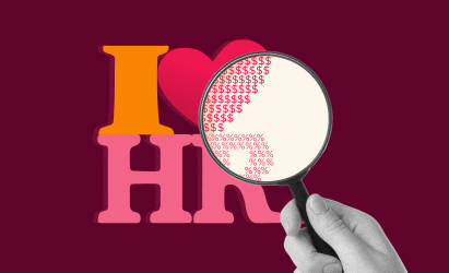I, Love, HR, magnifying, glass, money, symbols