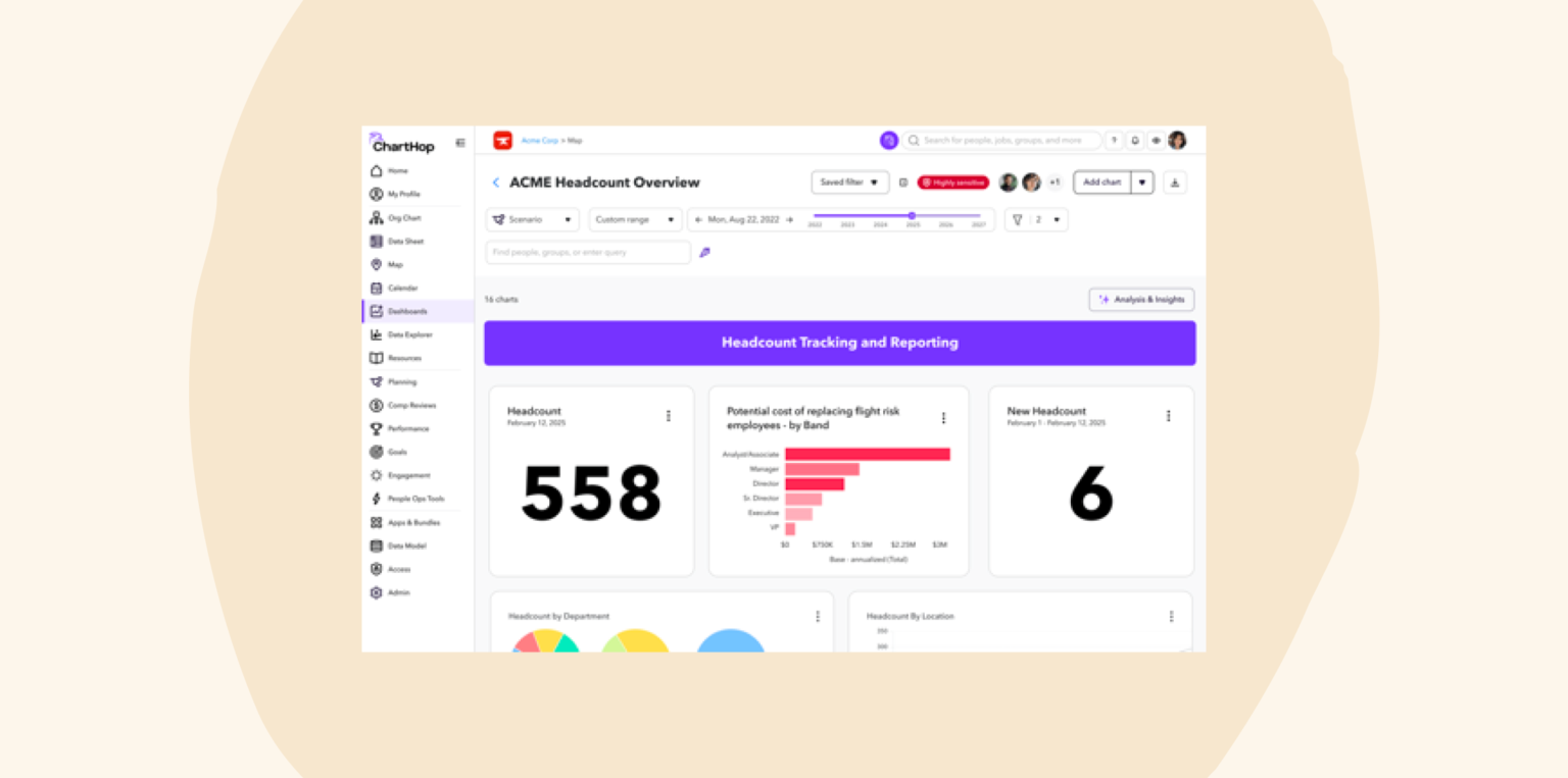 ChartHop headcount overview dashboard