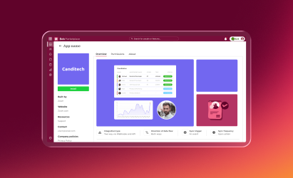 Candidtech app dashboard showcasing user profiles, performance metrics, and a visual graph interface. Clean layout., app interface, data visualization