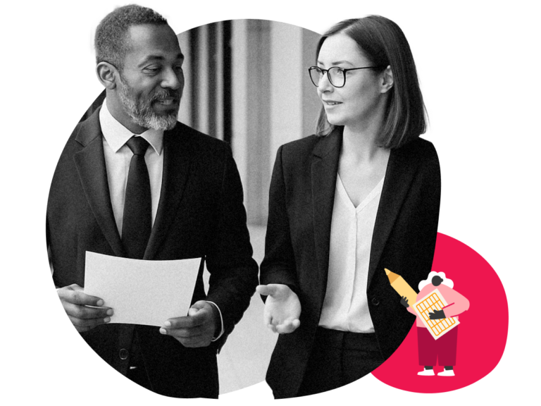 business-people-discussing-project, professional-collaboration-black-white-image